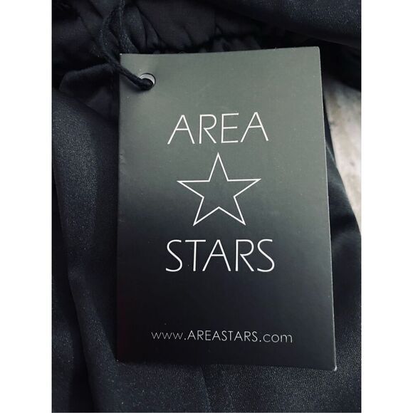 Area Stars Black Satin Off Shoulder Dress Size Small - Picture 6 of 7